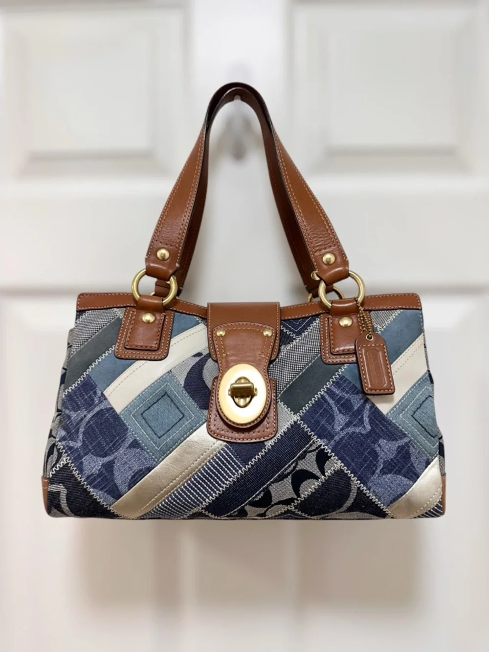 バッグ Coach Hampton Denim Patchwork Satchel Coach | Bags | Coach Hamptons Satchel Bag Denim Patchwork Saddle